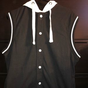 Black and White mens Varsity style vest